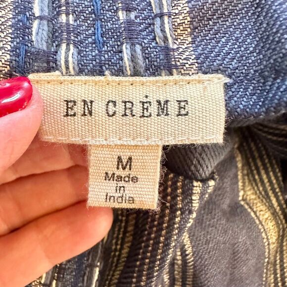 En Creme Women Blue/Beige Paperbag Waist Mini Skirt M - Picture 5 of 6